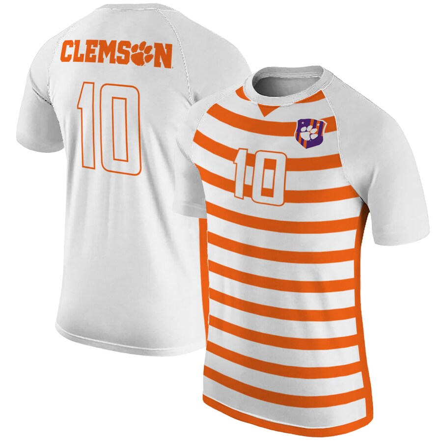 Men's Original Retro Brand #10 White Clemson Tigers Soccer Jersey