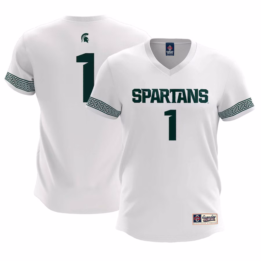 Men's GameDay Greats #1  White Michigan State Spartans  Lightweight Soccer Team Jersey