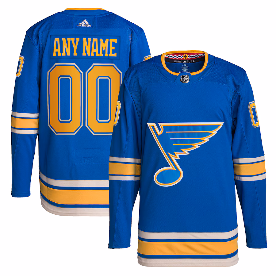 Men's St. Louis Blues adidas Blue Alternate Primegreen Authentic Custom Jersey