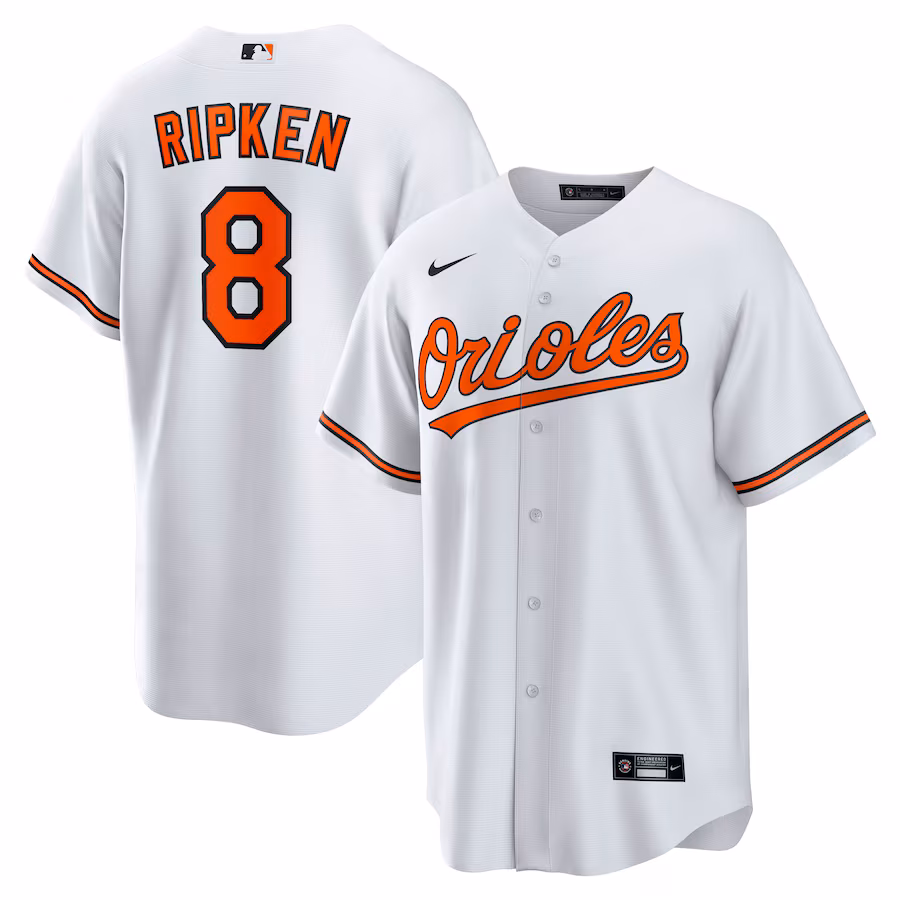 Men's Baltimore Orioles Cal Ripken Jr. Nike White  Throwback Replica Player Jersey