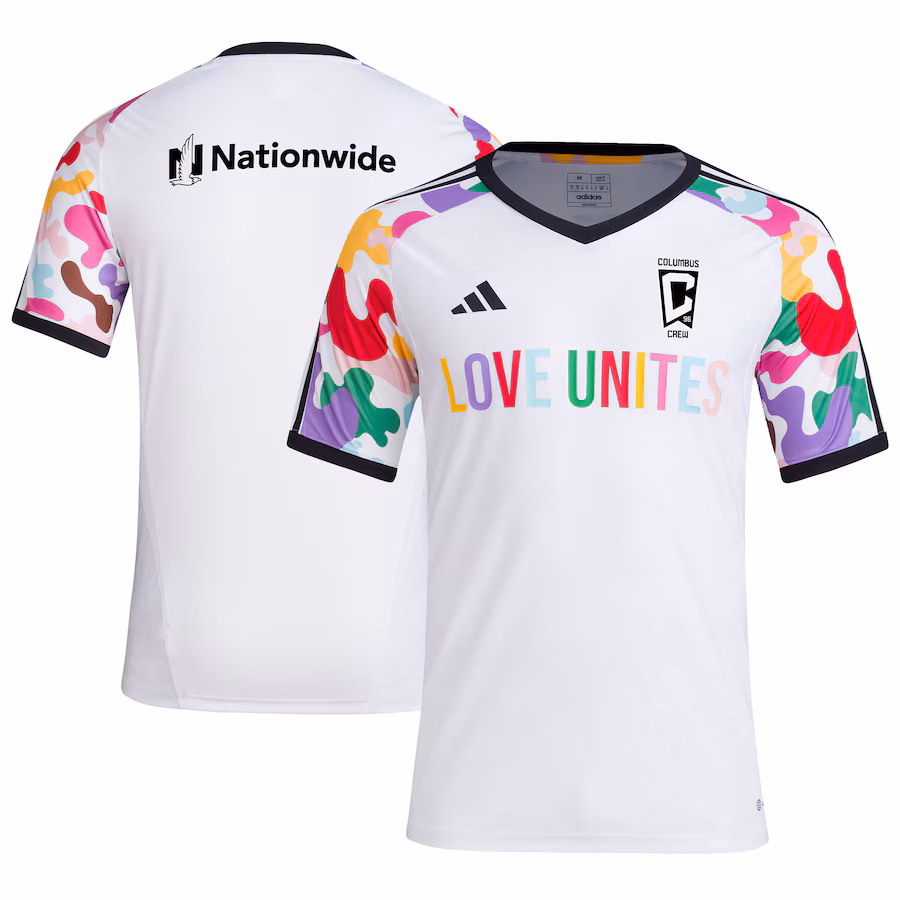 Men's Columbus Crew  adidas White 2023 Pride Pre-Match Top
