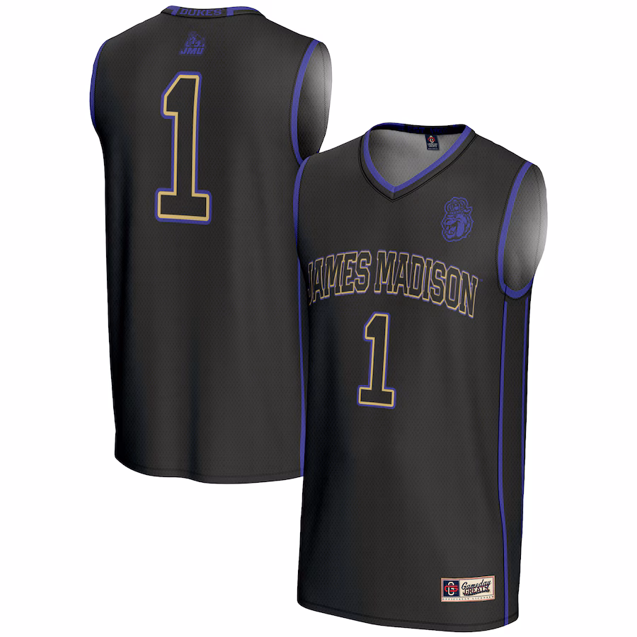 Male GameDay Greats #1  Black James Madison Dukes  Lightweight Basketball Jersey