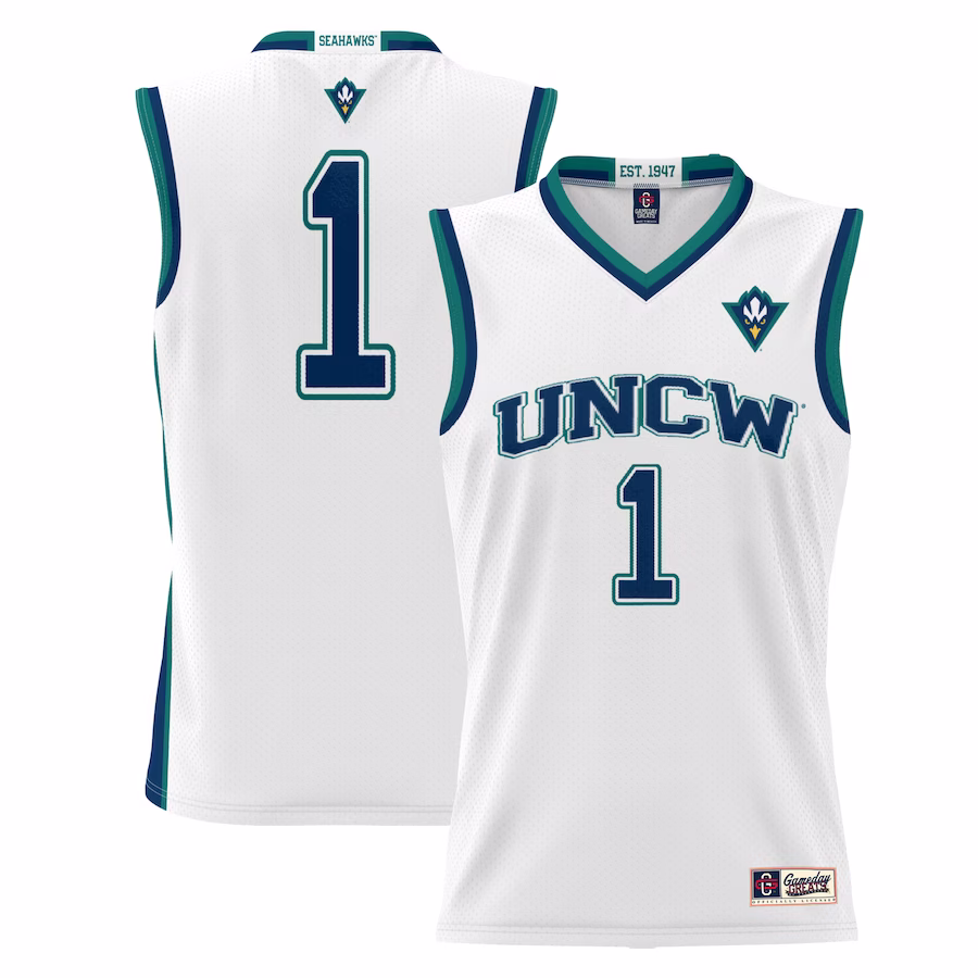 #1  UNC Wilmington Seahawks GameDay Greats  Lightweight Basketball Jersey - White
