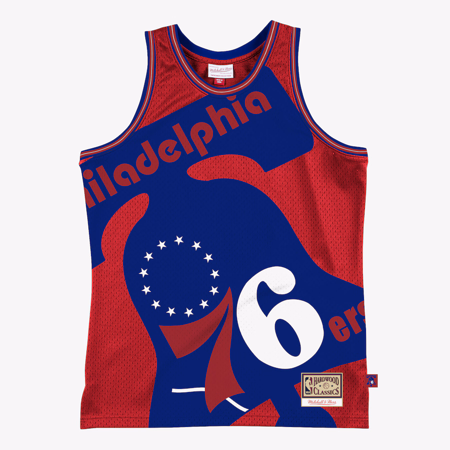 Men's Philadelphia 76ers Mitchell & Ness Red Hardwood Classics Blown Out Fashion Jersey