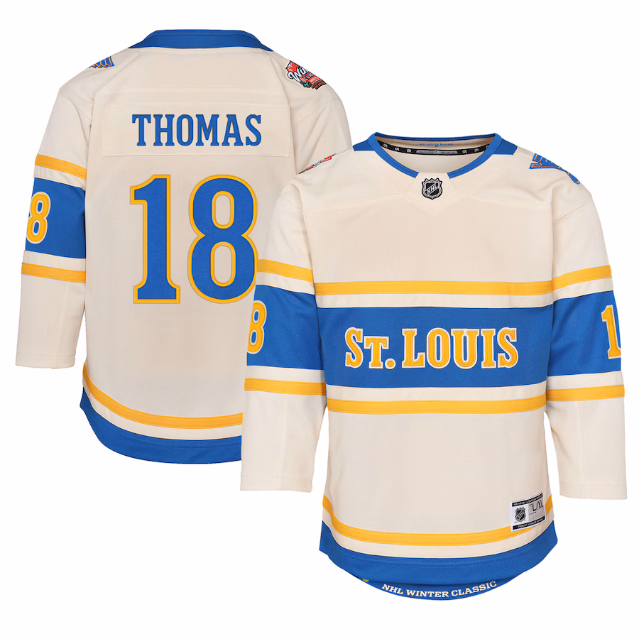 Youth St. Louis Blues Robert Thomas Cream 2025 NHL Winter Classic Premier Player Jersey