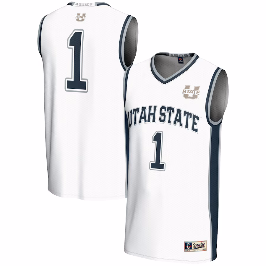 Male GameDay Greats #1  White Utah State Aggies  Lightweight Basketball Jersey