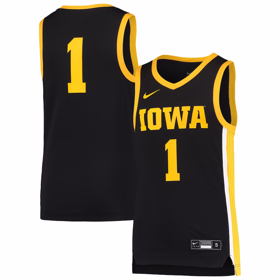 #1 Iowa Hawkeyes Nike Youth Team Replica Basketball Jersey - Black