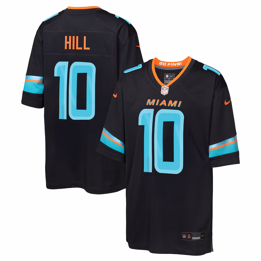 Youth Miami Dolphins Tyreek Hill Nike Pitch Blue 2025 Rivalries Collection Game Jersey