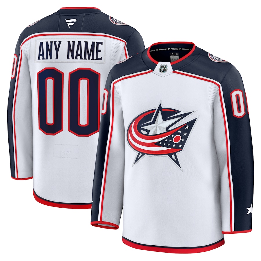 Men's Columbus Blue Jackets Fanatics White Away Premium Custom Jersey