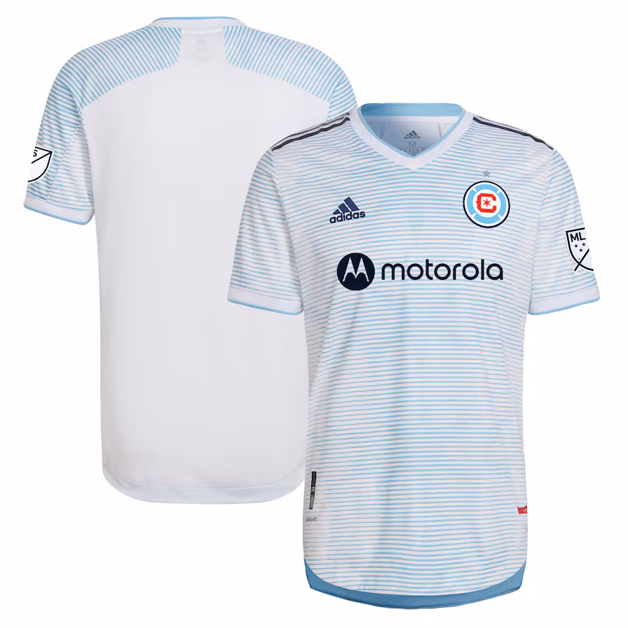 Men's Chicago Fire adidas White 2022 Lakefront Kit Authentic Blank Jersey