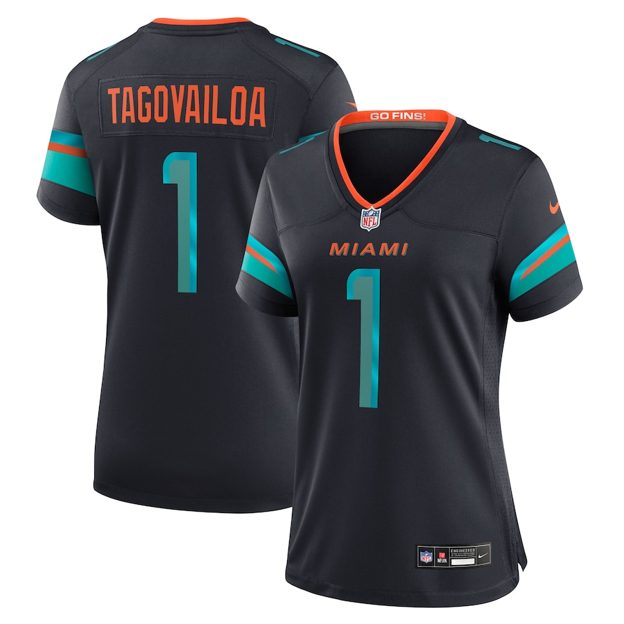 Women's Miami Dolphins Tua Tagovailoa Nike Pitch Blue 2025 Rivalries Collection Game Jersey