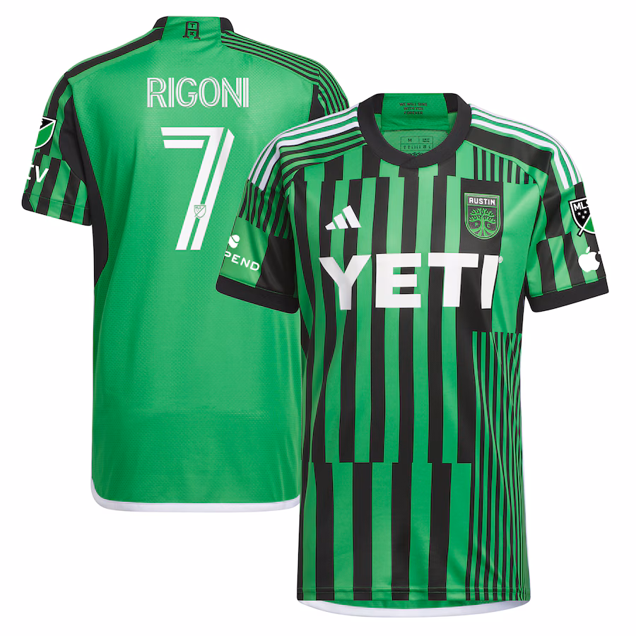 Men's Austin FC Emiliano Rigoni adidas Green 2023 Las Voces Kit Authentic Jersey