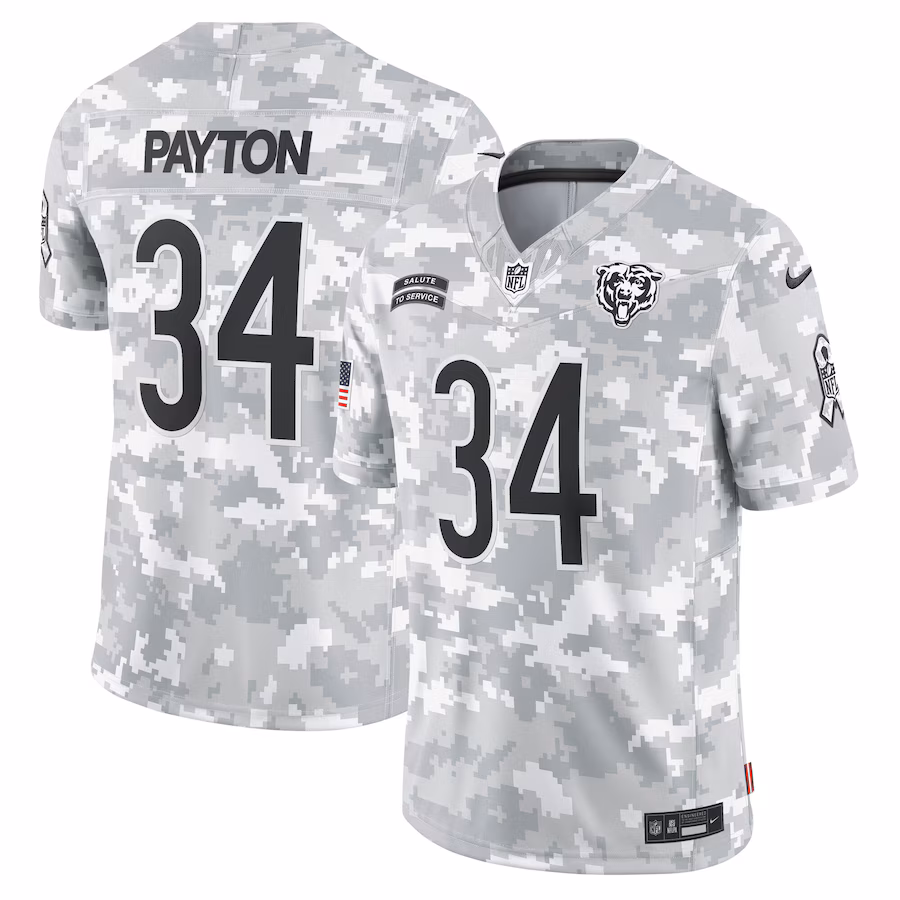 Men's Chicago Bears Walter Payton Nike Arctic Camo 2024 Salute to Service Retired Player Limited Jersey