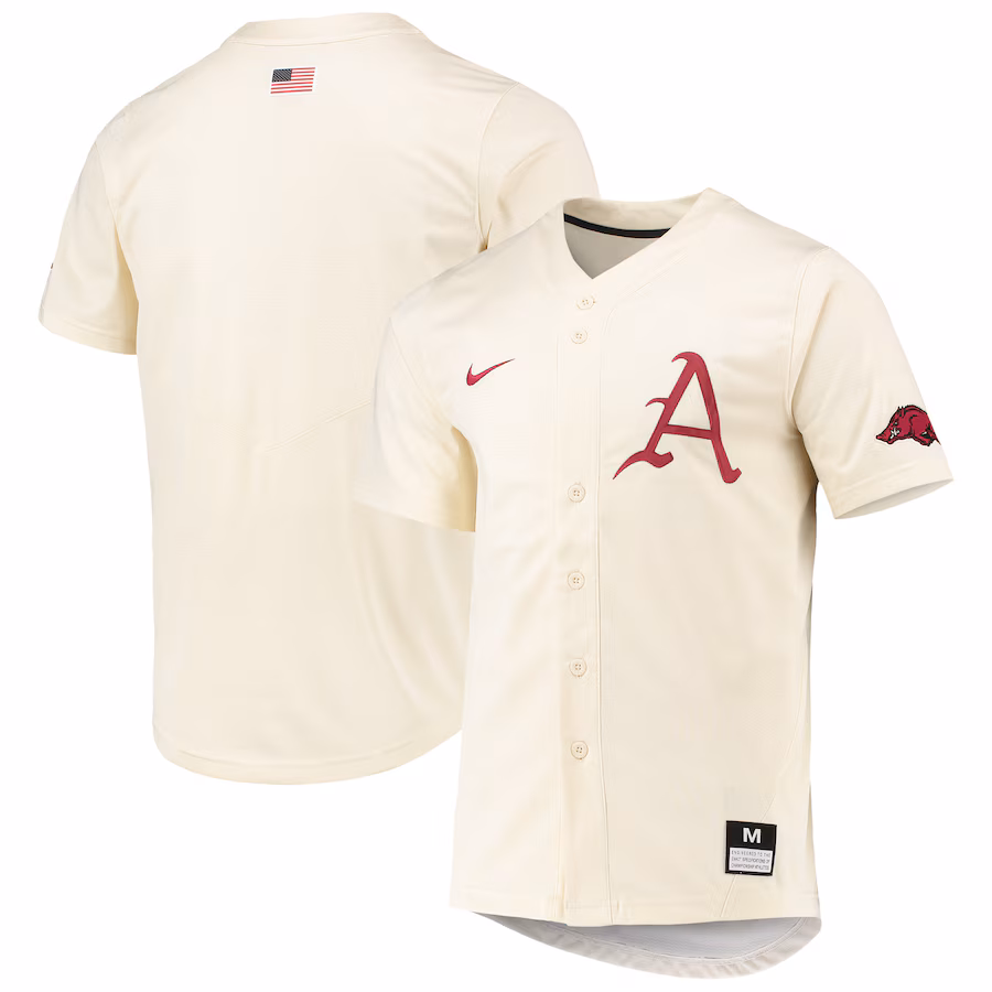 Men's Nike Natural Arkansas Razorbacks Replica Baseball Jersey