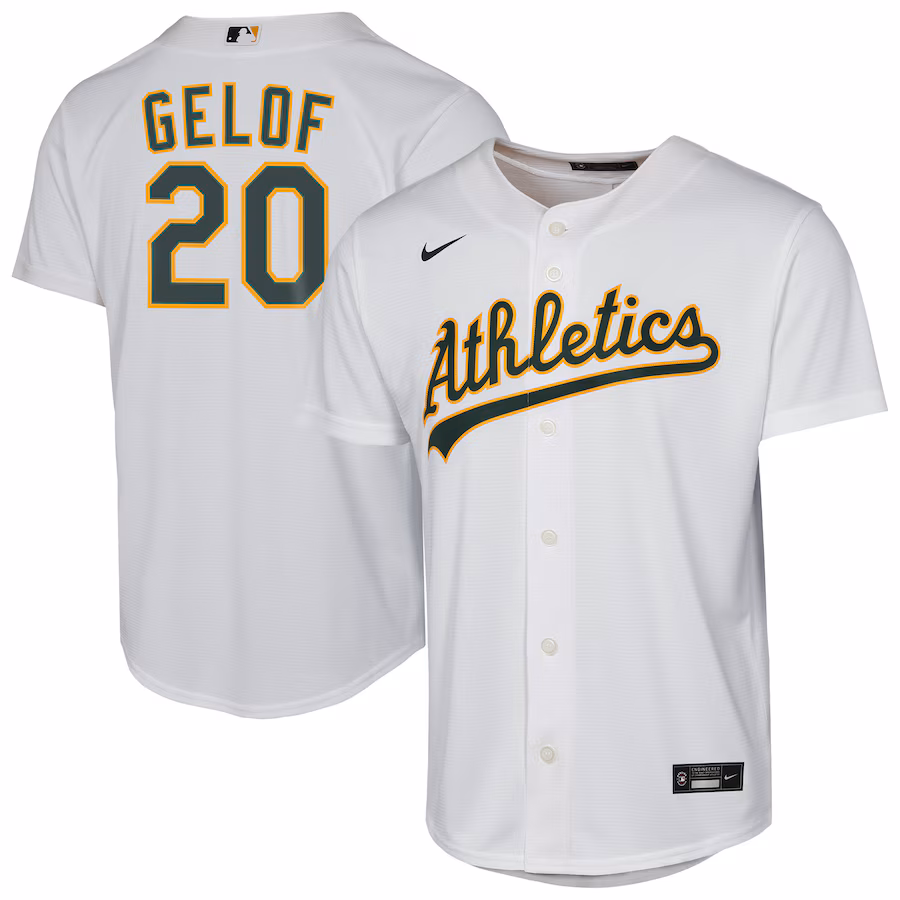 Youth Athletics Zack Gelof Nike White Home Replica Player Jersey