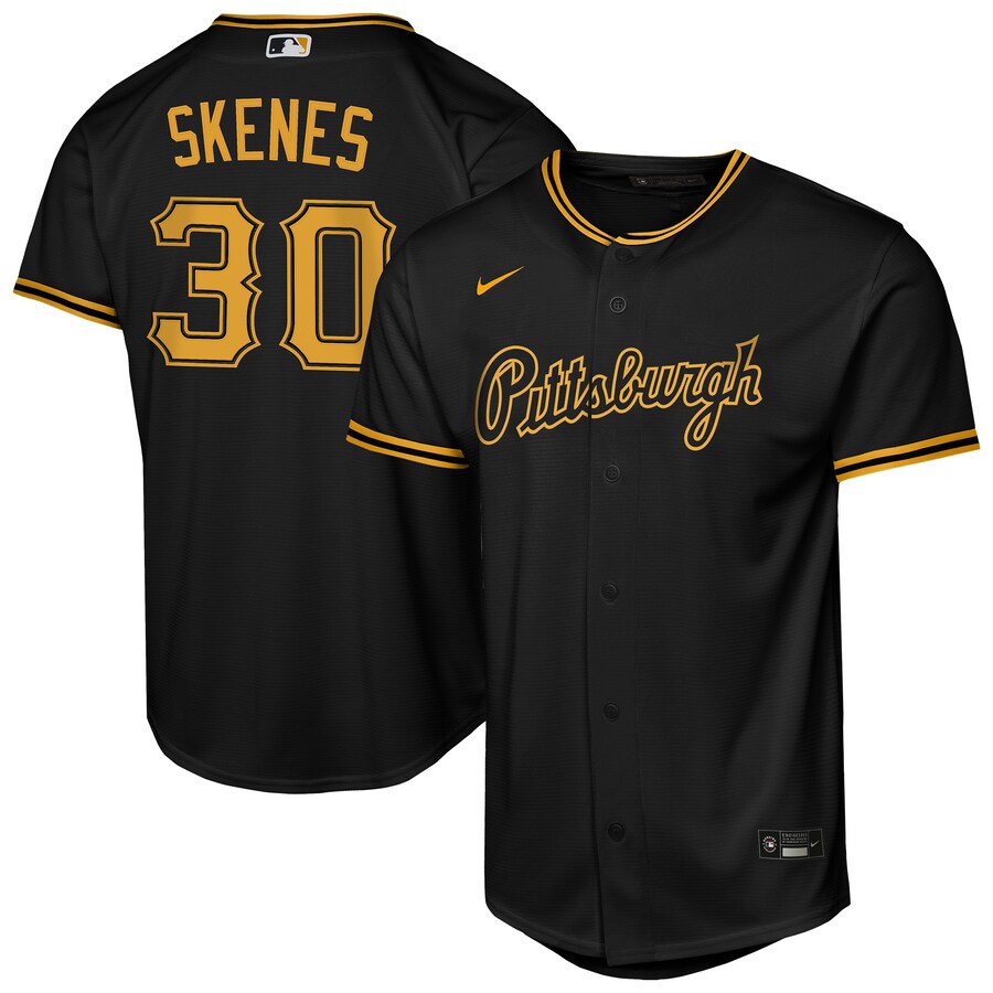 Youth Pittsburgh Pirates Paul Skenes Nike Black Alternate Replica Jersey