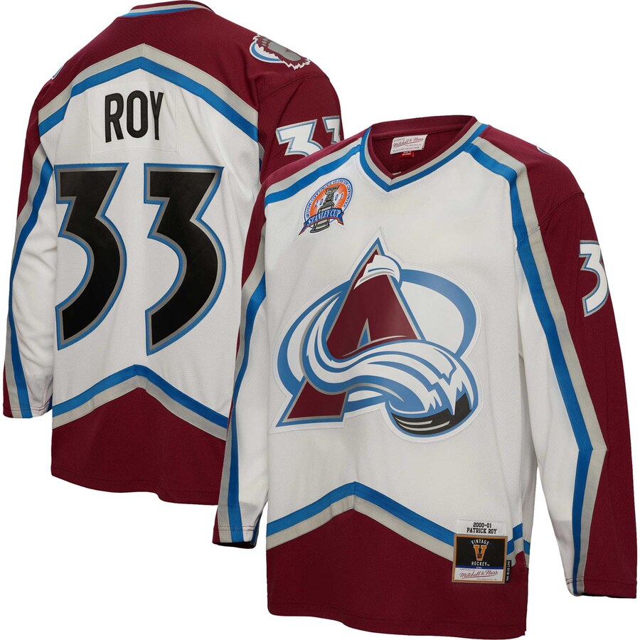 Men's Colorado Avalanche Patrick Roy Mitchell & Ness White 2000/01  Blue Line Player Jersey