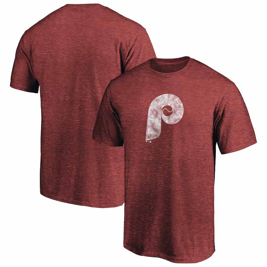 Men's Philadelphia Phillies Burgundy Cooperstown Collection Throwback Logo Tri-Blend T-Shirt
