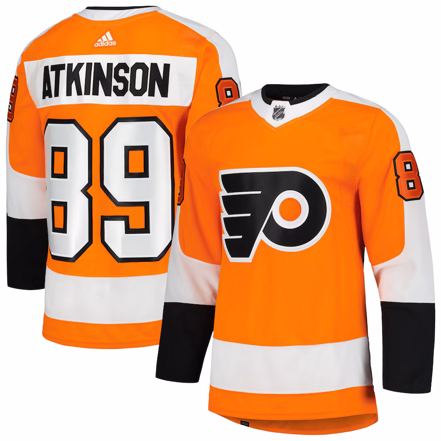 Men's Philadelphia Flyers Cam Atkinson adidas Orange Home Primegreen Authentic Player Jersey