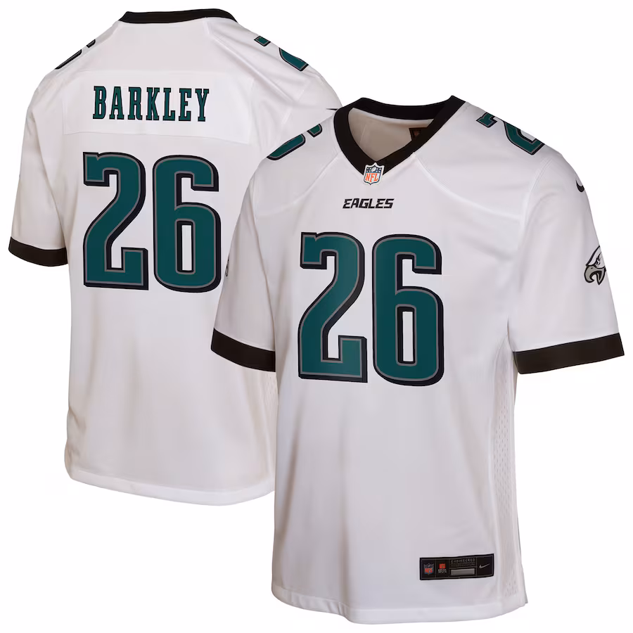 Youth Philadelphia Eagles Saquon Barkley Nike White Game Jersey