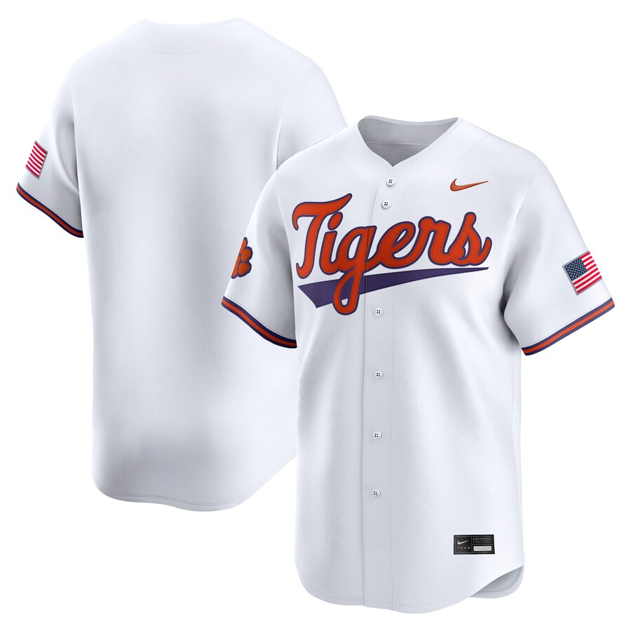 Men's Nike White Clemson Tigers College Limited Baseball Jersey