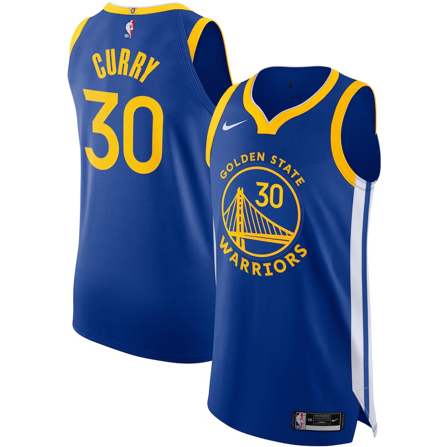 Men's Golden State Warriors Stephen Curry Nike Royal Authentic Jersey - Icon Edition