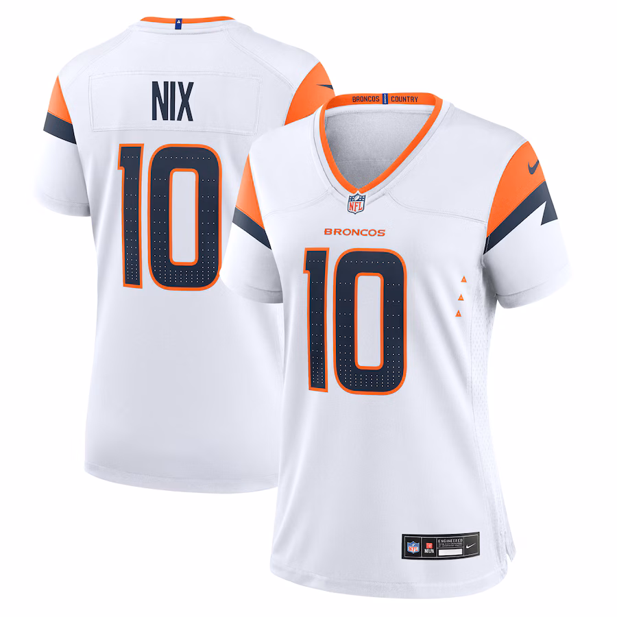 Women's Denver Broncos Bo Nix Nike  White Game Jersey