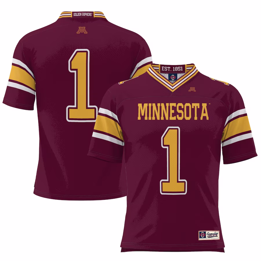 #1 Minnesota Golden Gophers GameDay Greats Football Jersey – Maroon