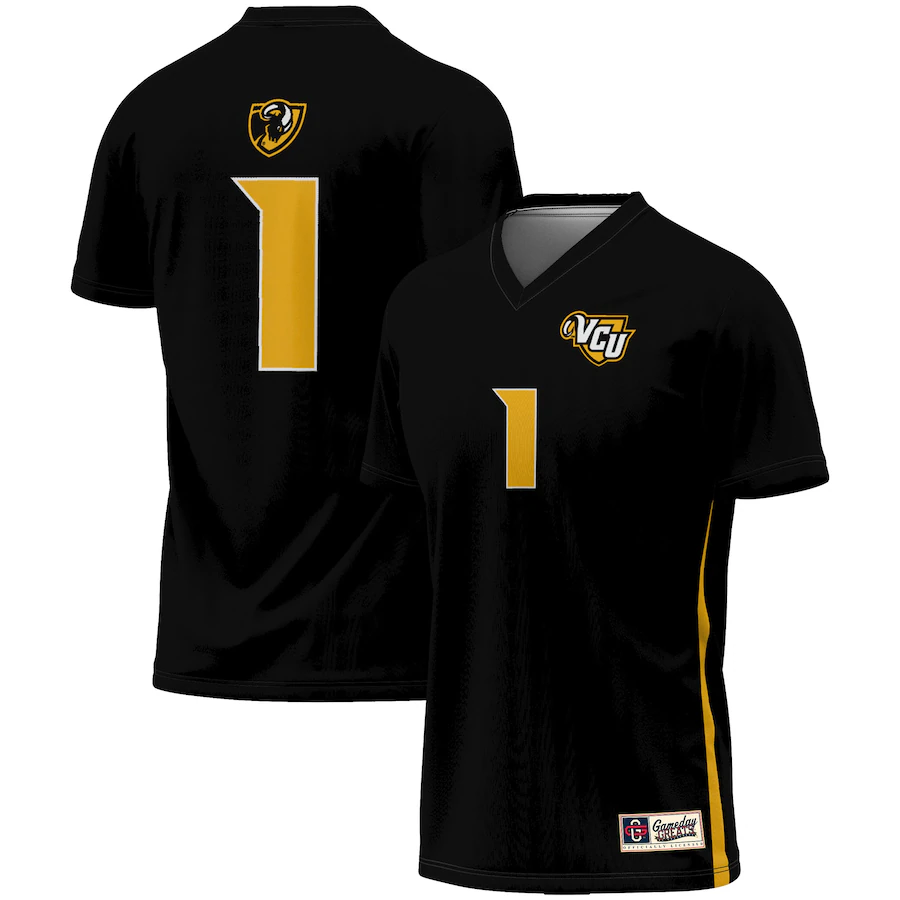 Unisex  GameDay Greats #1 Black VCU Rams Women's Soccer Lightweight Fashion Jersey