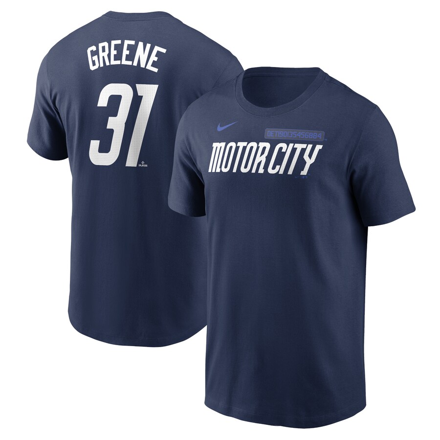 Men's Detroit Tigers Riley Greene Nike Navy 2024 City Connect Fuse Name & Number T-Shirt