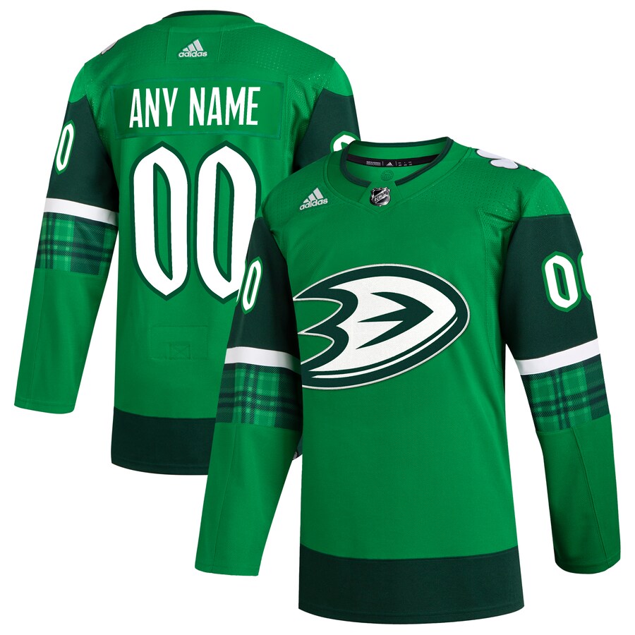 Men's Anaheim Ducks  adidas Kelly Green St. Patrick's Day Authentic Custom Jersey