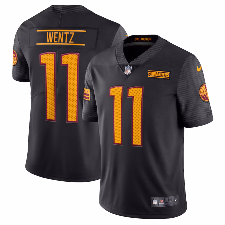 Men's Washington Commanders Carson Wentz Nike Black Alternate Vapor Limited Jersey