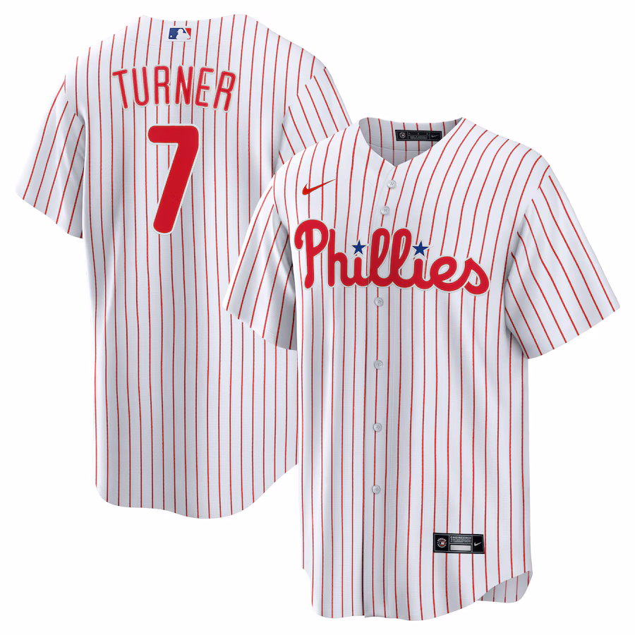 Men's Philadelphia Phillies Trea Turner Nike White Home Replica Player Jersey