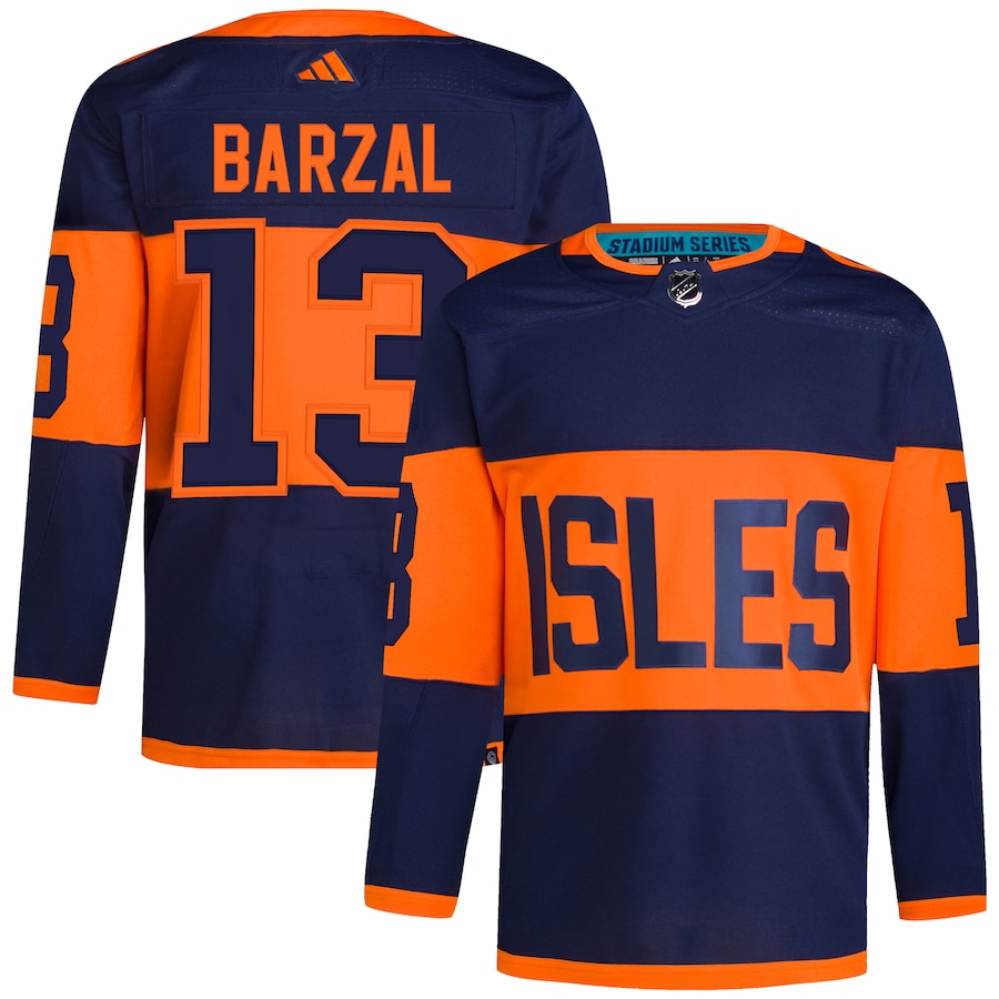 Men's New York Islanders Mathew Barzal adidas Navy 2024 NHL Stadium Series Primegreen Authentic Player Jersey
