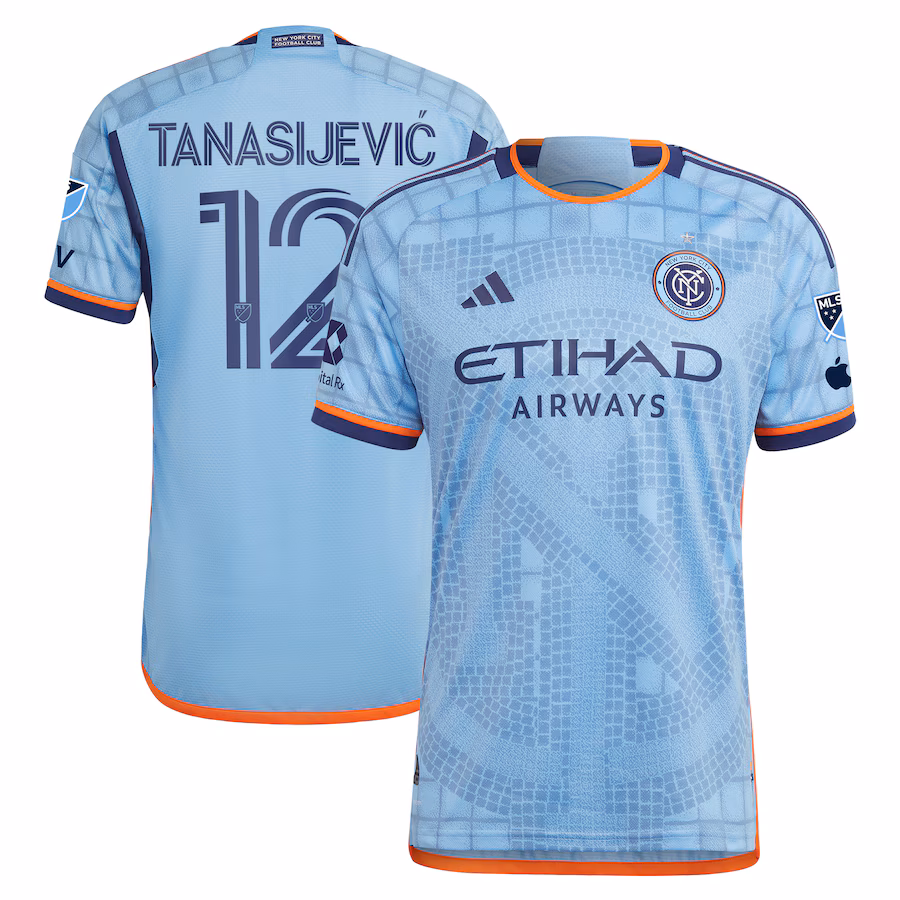 Men's New York City FC Strahinja Tanasijevic adidas Light Blue 2024 The Interboro Kit Authentic Player Jersey