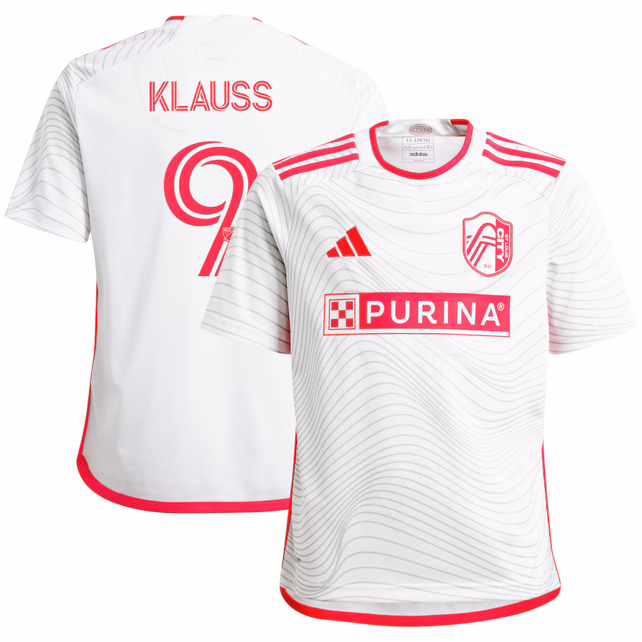 Youth St. Louis City SC João Klauss adidas White 2024 The Confluence Kit Replica Player Jersey