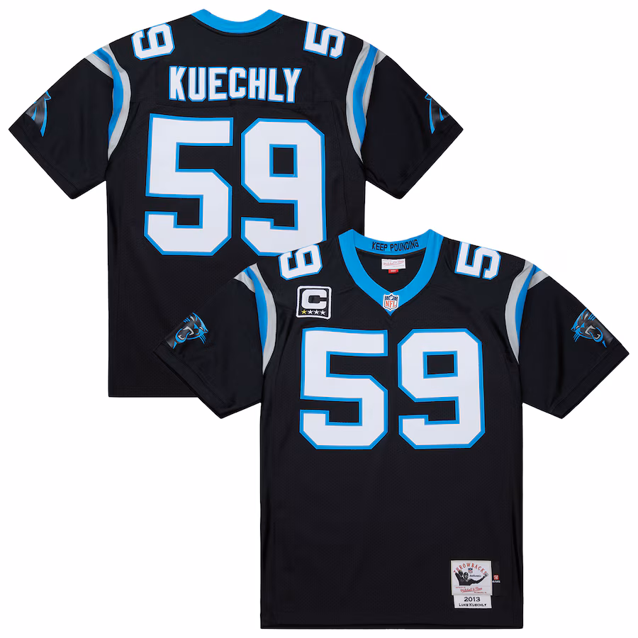 Men's Carolina Panthers Luke Kuechly Mitchell & Ness Black 2013 Authentic Throwback Retired Player Jersey