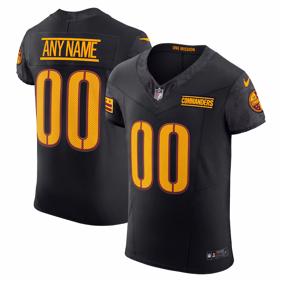 Men's Washington Commanders Nike Black Alternate Vapor F.U.S.E. Elite Custom Jersey