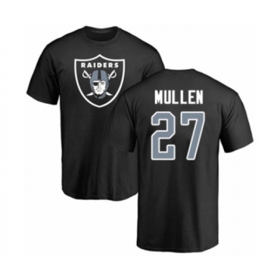 Football Oakland Raiders #27 Trayvon Mullen Black Name & Number Logo T-Shirt