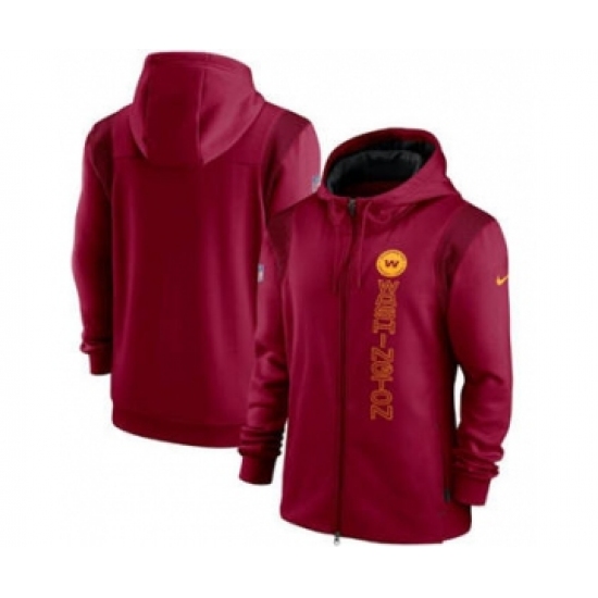 Men's Washington Football Team 2021 Burgundy Sideline Team Performance Full-Zip Hoodie