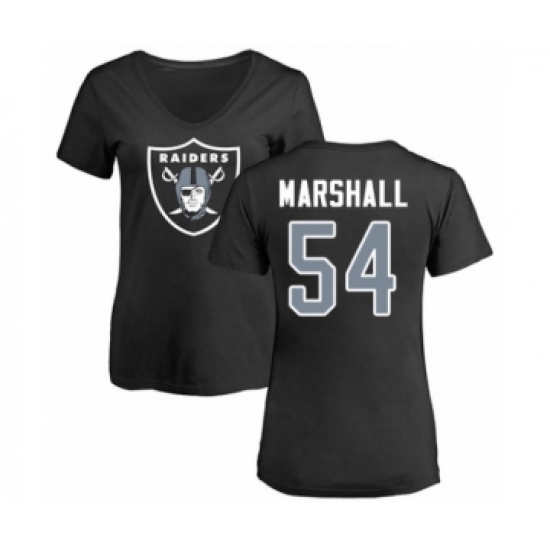 Football Women's Oakland Raiders #54 Brandon Marshall Black Name & Number Logo T-Shirt
