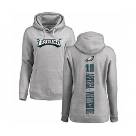 Women's Philadelphia Eagles #19 JJ Arcega-Whiteside Ash Backer Pullover Hoodie