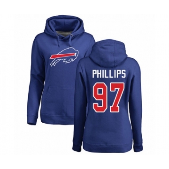 Football Women's Buffalo Bills #97 Jordan Phillips Royal Blue Name & Number Logo Pullover Hoodie