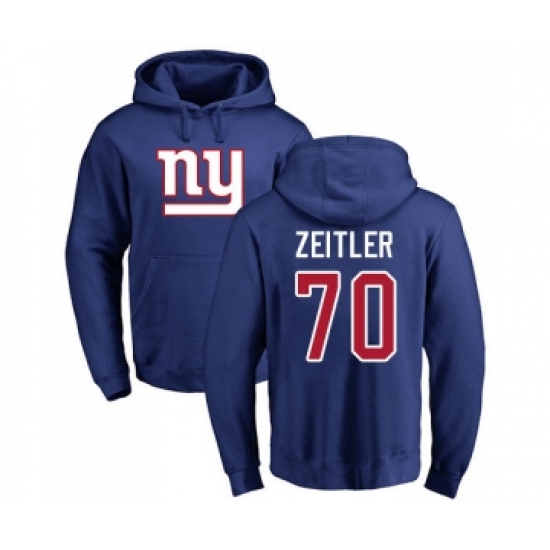 Football New York Giants #70 Kevin Zeitler Royal Blue Name & Number Logo Pullover Hoodie
