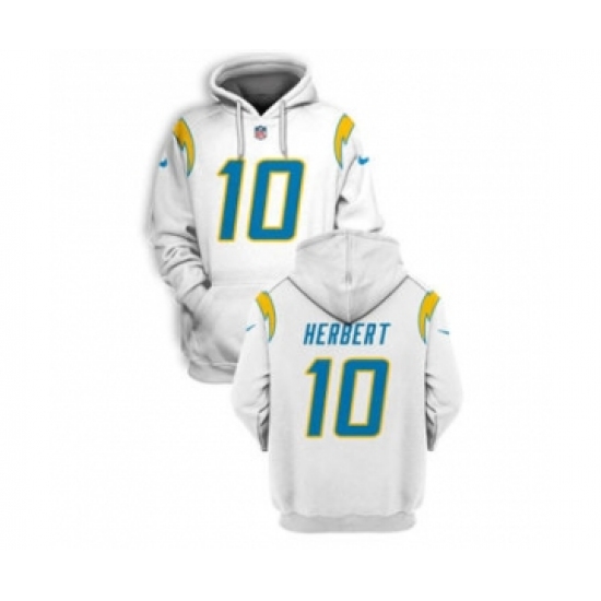 Men's Los Angeles Chargers #10 Justin Herbert 2021 White Pullover Football Hoodie