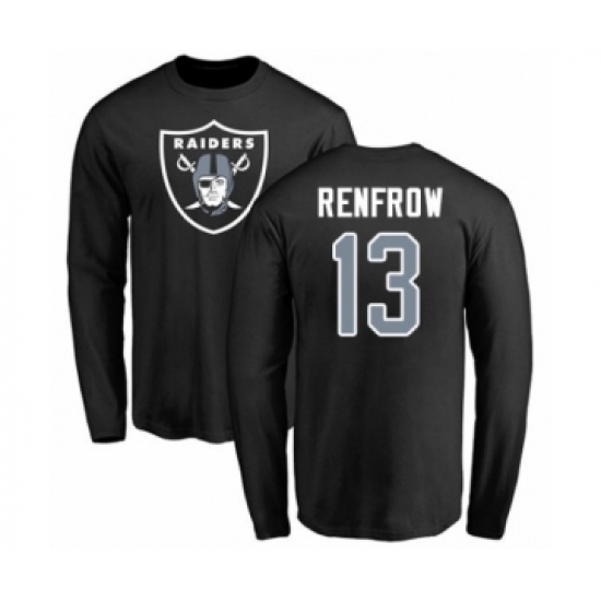 Football Oakland Raiders #13 Hunter Renfrow Black Name & Number Logo Long Sleeve T-Shirt