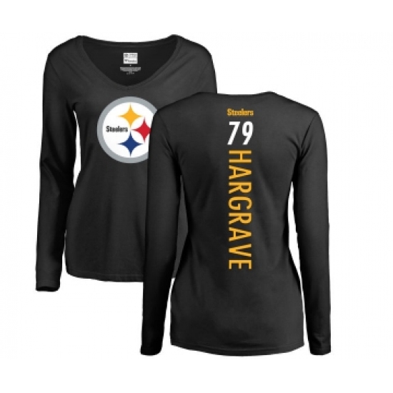 Football Women's Pittsburgh Steelers #79 Javon Hargrave Black Backer Slim Fit Long Sleeve T-Shirt