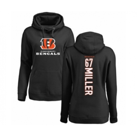 Football Women's Cincinnati Bengals #67 John Miller Black Backer Pullover Hoodie