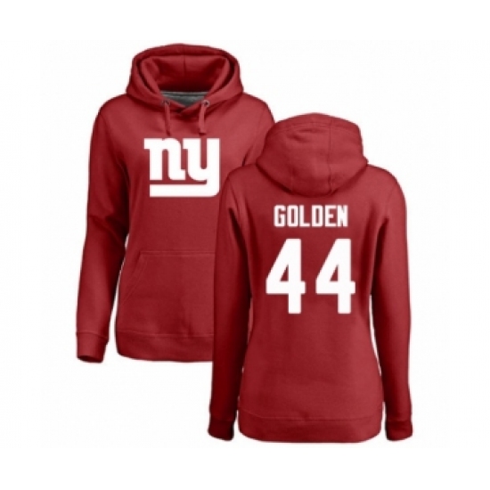 Football Women's New York Giants #44 Markus Golden Red Name & Number Logo Pullover Hoodie