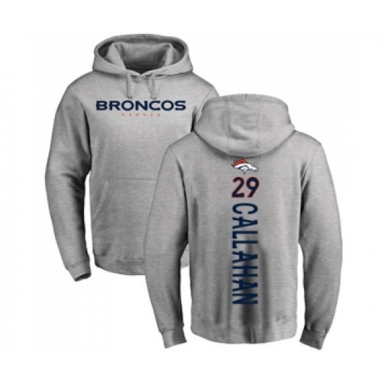 Football Denver Broncos #29 Bryce Callahan Ash Backer Pullover Hoodie